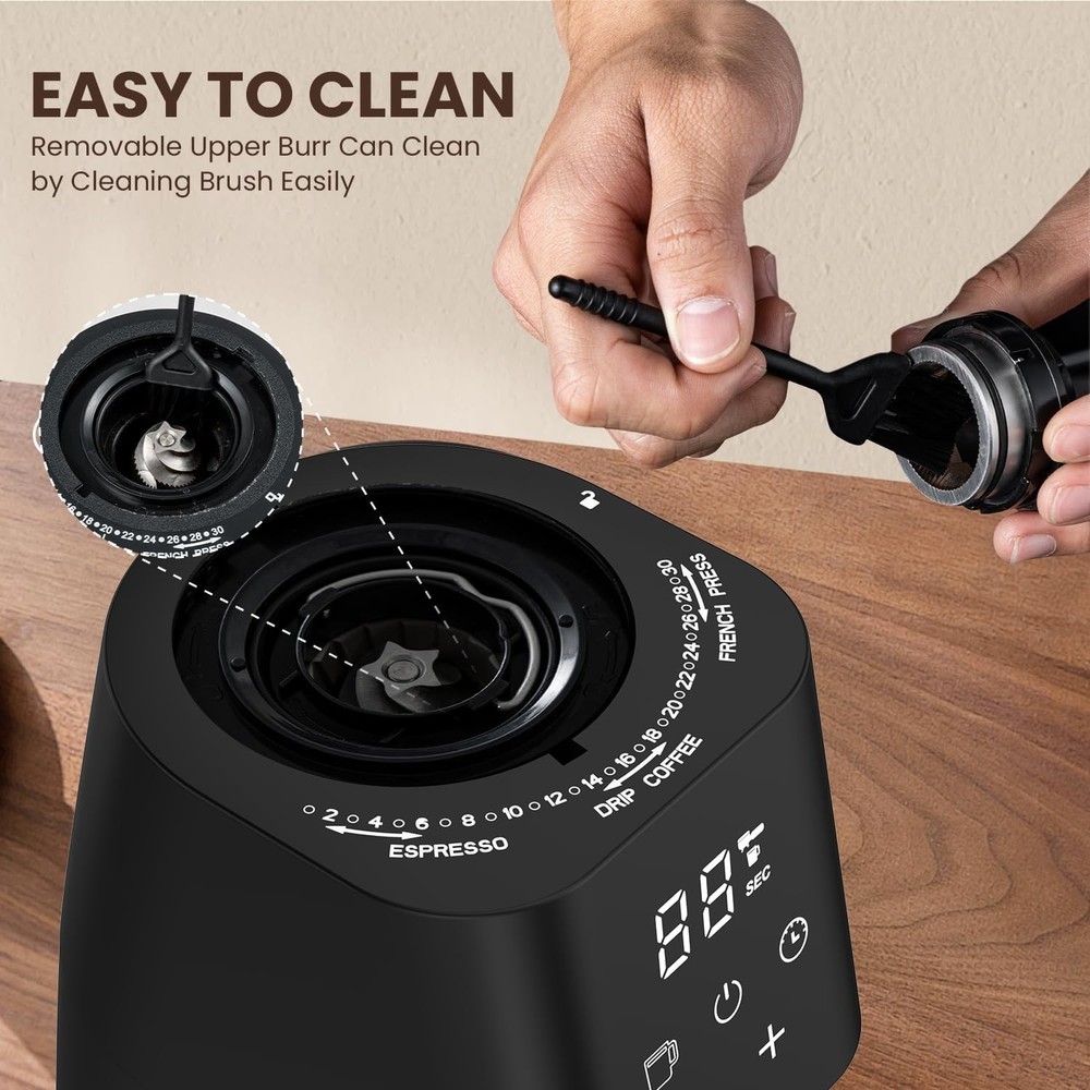 Conical Burr Coffee Grinder with Touch Panel with 30 Grinding Settings,2-12 Cups