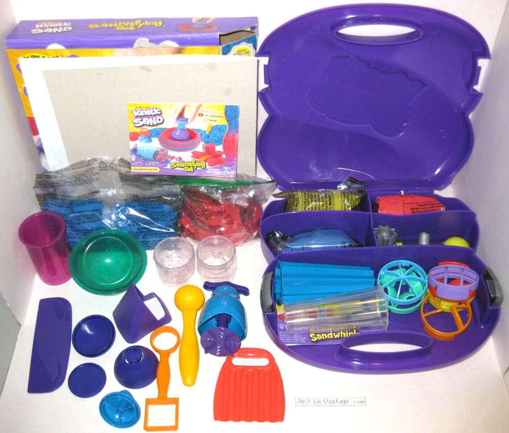 BUNDLE SpinMaster Kinetic Sand Sandisfying Set & Sandwhirlz Playset, Tools, READ