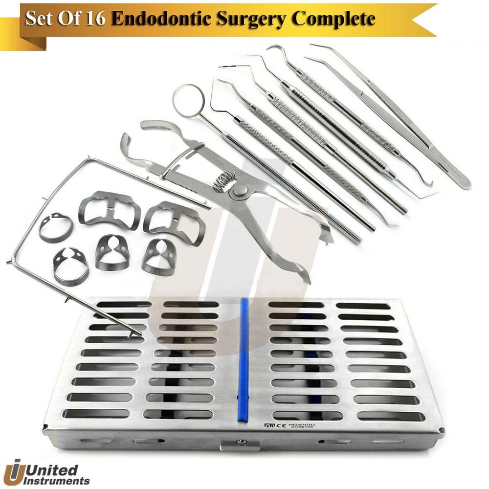 Endodontic Restoration Complete Kit Brinker Clamps Rubber Dam Forceps Tray Set