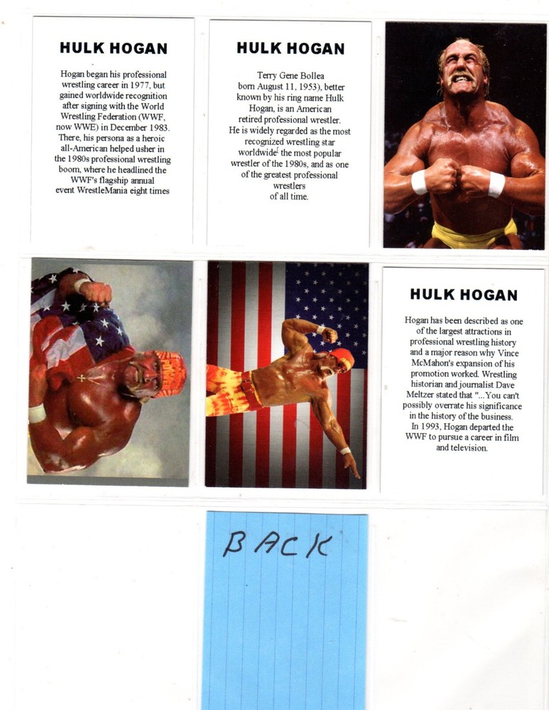 HULK HOGAN CUSTOM TRADING CARD 6 CARDS SET