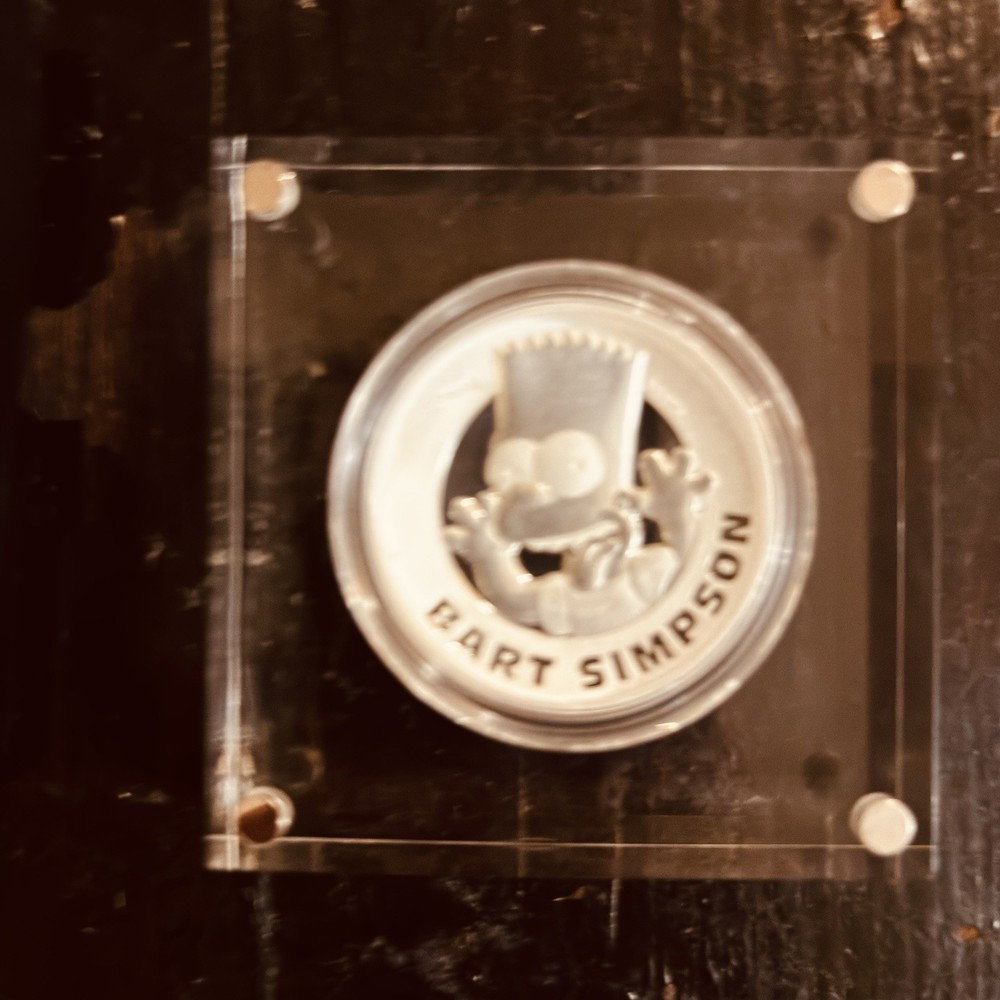 2022 2 Oz Silver $2 Tuvalu BART SIMPSON High Relief Proof Coin.