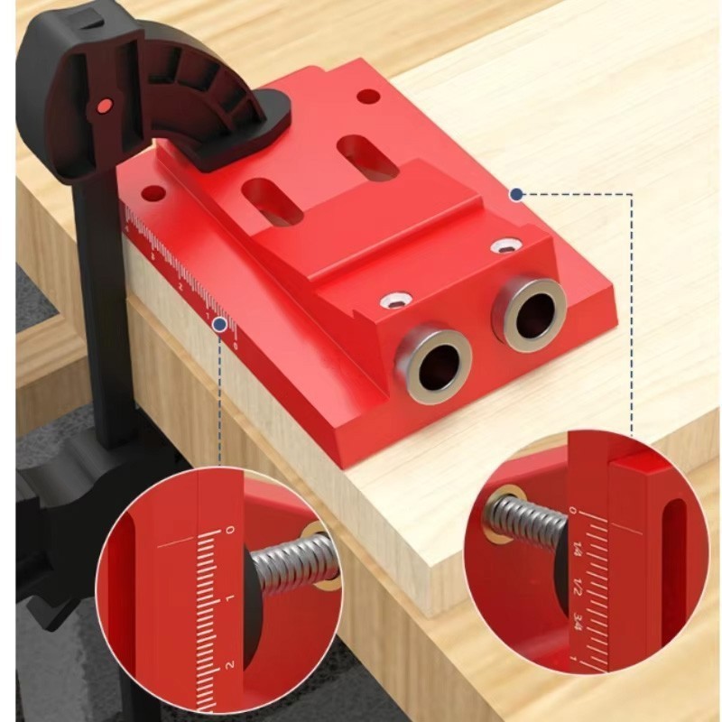 Pocket Hole Jig Set Carpentry Joinery Woodworking System Adjustable Depth Tool
