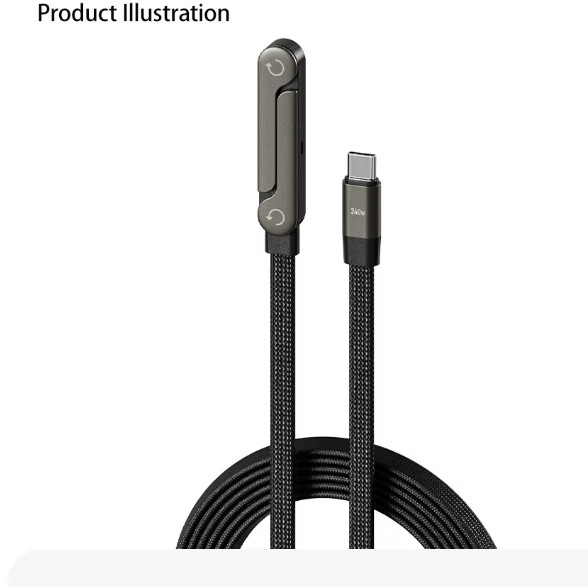 240W 2-in-1 USB-C Fast Charging Cable with Foldable Desktop Stand – Type-C Data