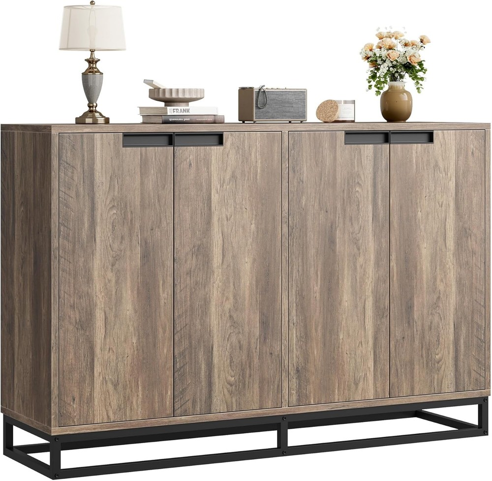 Multi-Function Storage Cabinet, 4 Doors & Adjustable Shelves, All-in-1 Storage