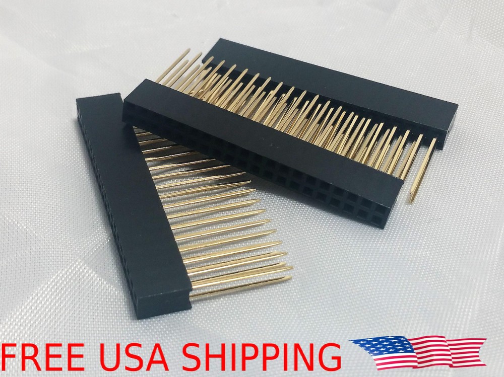 2X Raspberry Pi Stacking GPIO Header 2x20 40P 40-pin 2.54 Female Extra Long Pins