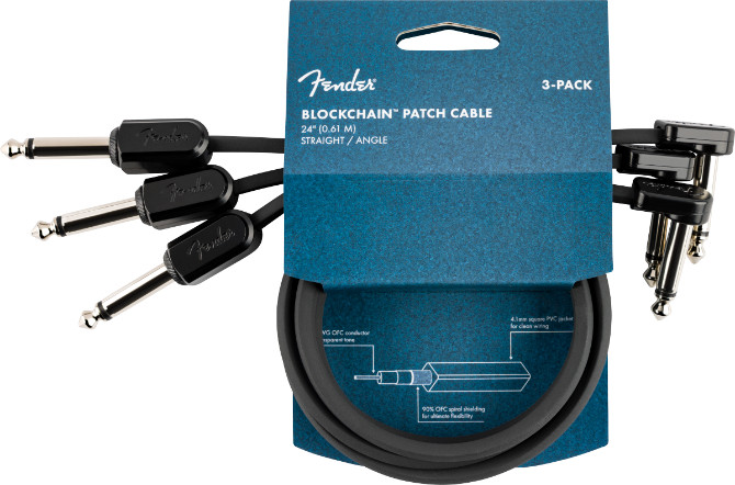 Fender Blockchain 24" Pedal Patch Cables, 3-pack, Straight/Angle
