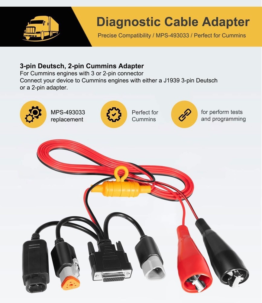 Replacement For Nexiq USB Link 2 & 3, Cummins Inline 7 MPS-493033 2-Pin Adapter