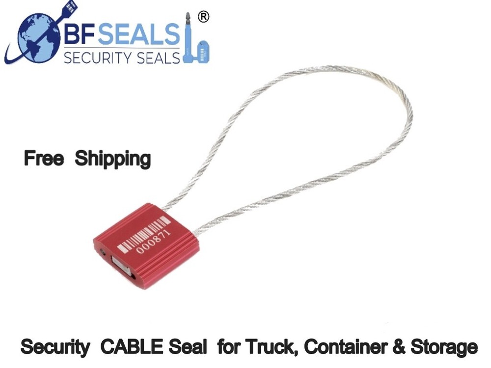 CABLE Security Lock Seal with 2.4mm-12" 20 pcs. Numbered / Barcode, RED
