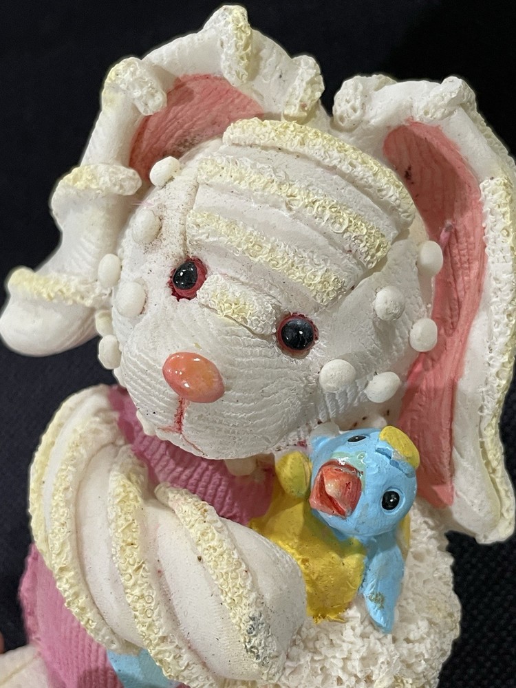 Yard works Posing Ceramic Bunny, Holding Lil Bluebird Easter