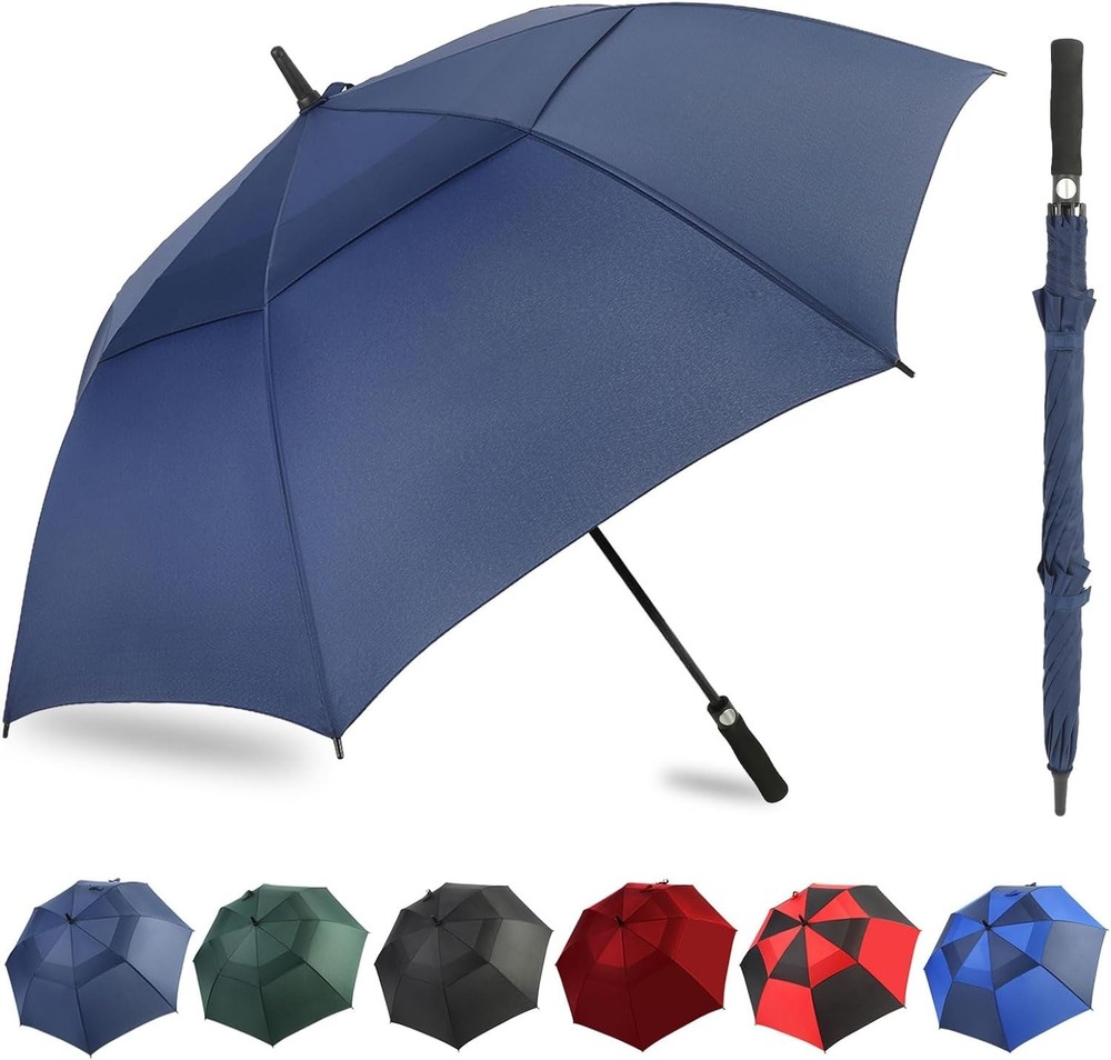 Automatic Open Golf Umbrella, 54/62/68/72 inch Extra Large Oversize Double Ca...