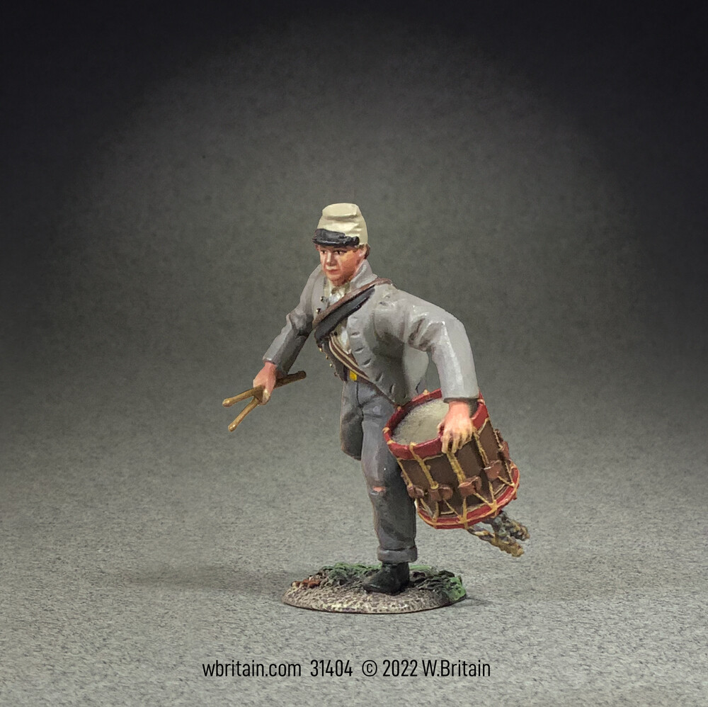 W.Britain 31404 Young Confederate Drummer Advancing (Britains)