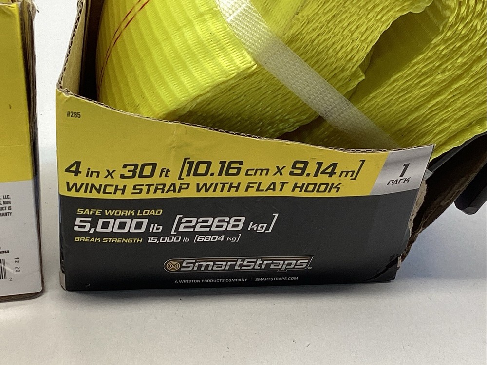 SmartStraps 4 in x 30 ft 5000 lbs Working Load Limit Winch Strap 2 Pack