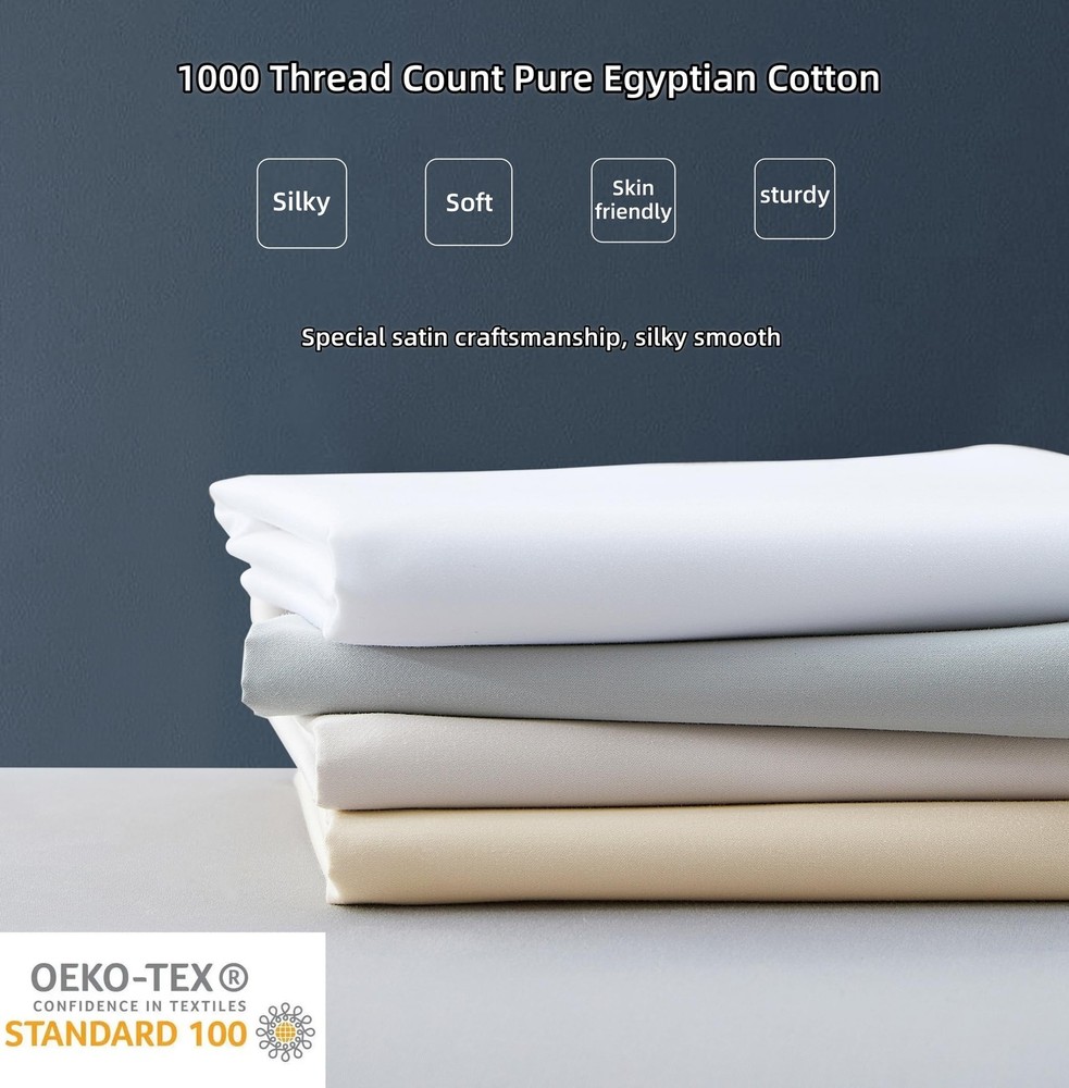 1000 Thread Count 100% Egyptian Cotton Pillowcases for Sleeping,Satin Pattern...