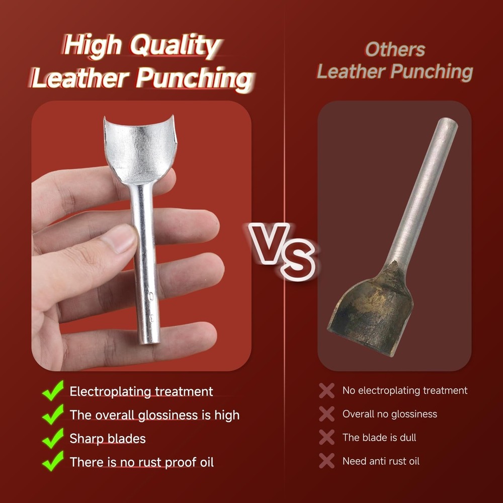 7Pcs Leather Craft Tools Precision Arc-Shaped Half Round Punch Set & Edge Cut...