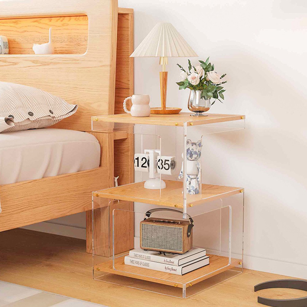 Acrylic Storage Cabinet Sidetable Nightstand Bedroom Bedside Table Organizer US