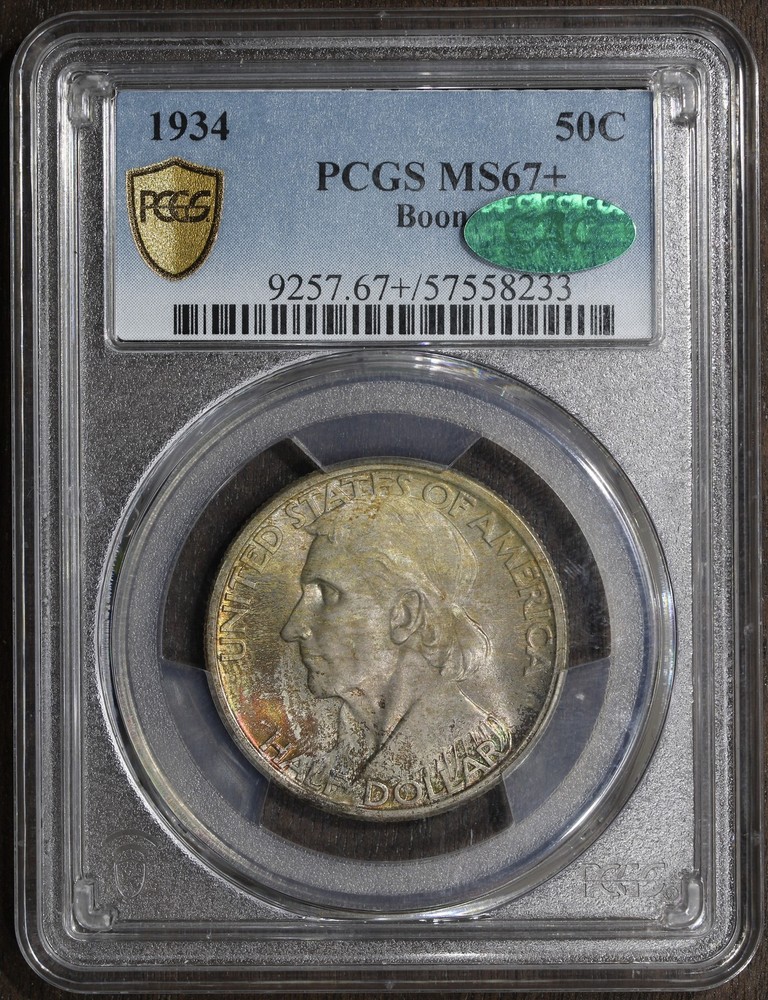 1934 (MS67+ CAC) Boone Commemorative Half Dollar 50C PCGS - PLUS