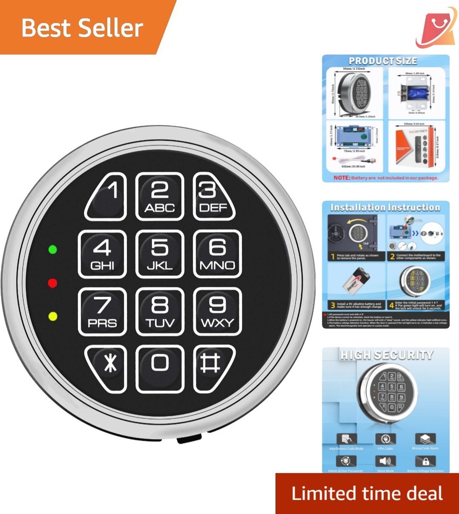 Electronic Gun Safe Lock Replacement Keypad Chrome 14 Pin DIY Security