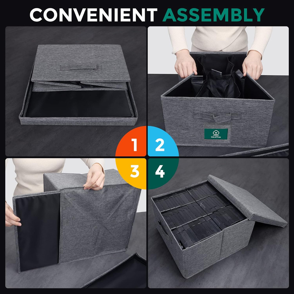 TWAVETREE VHS Storage Box with Lid, Practical Case with Index Labels, 14.4 x 13.