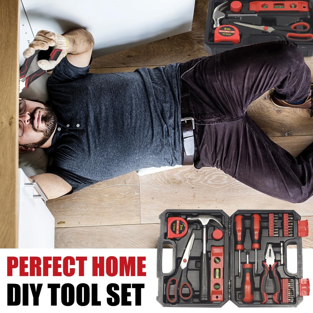 Basic Home Red Tool Kit - 38 Pieces Tool Set with Portable Storage Boxes for ...