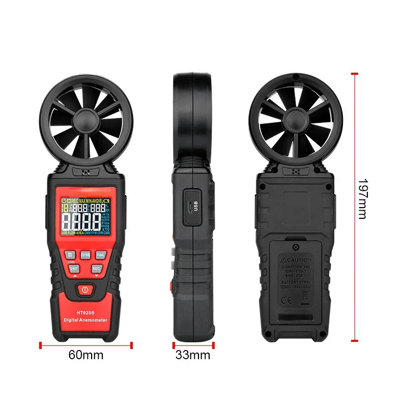 Handheld Anemometer HT625A Digital Air Volume Tester High Precision