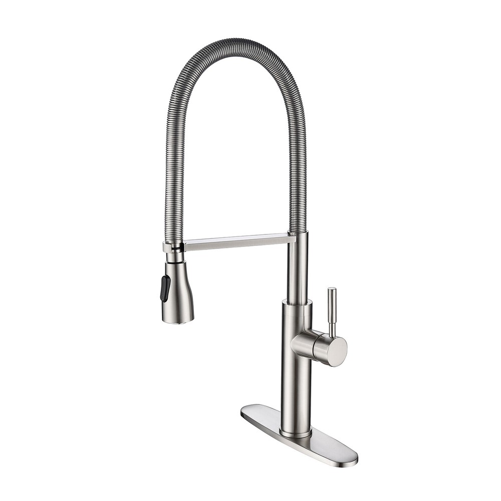 Single-Handle Spring Spout Kitchen Sink Faucet with Pull Down Sprayer