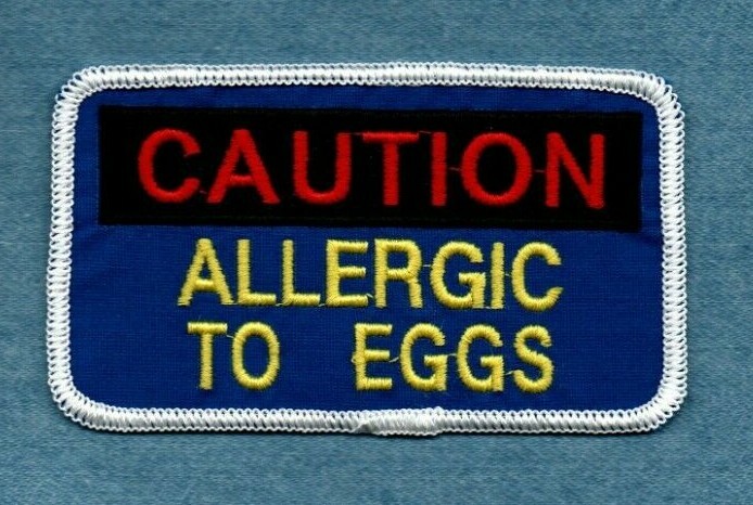 CAUTION ALLERGIC TO EGGS service dog vest patch