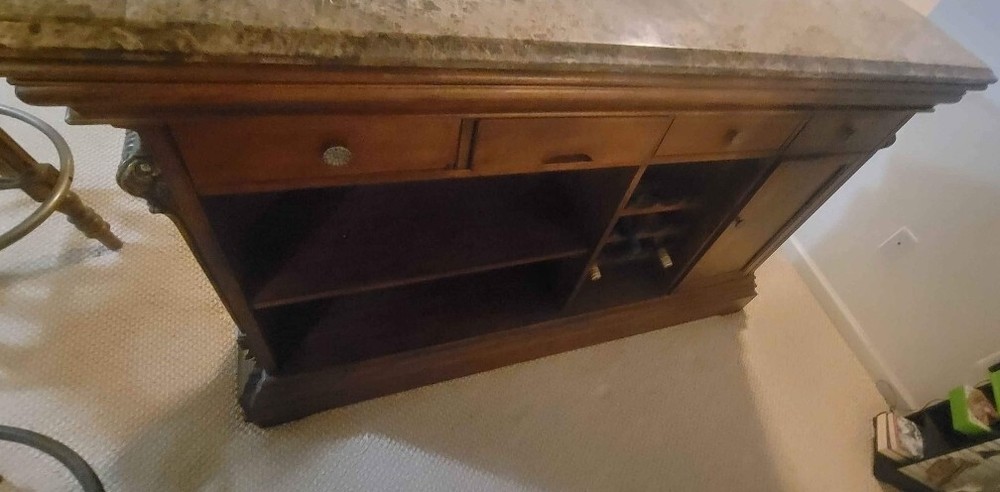 Elegant Granite Top Wood Bar Set