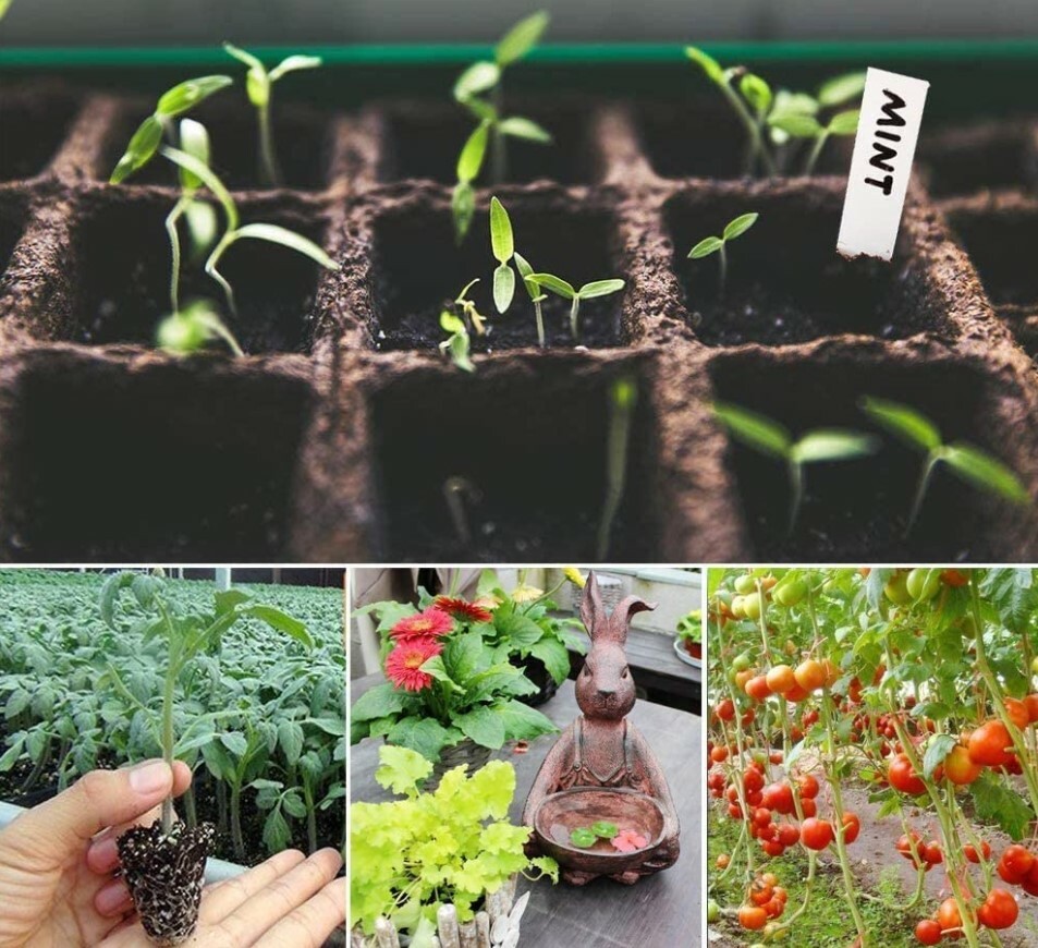 Seed Starter Tray Peat Pots Kit Biodegradable Germination Seedling Trays 120Cell