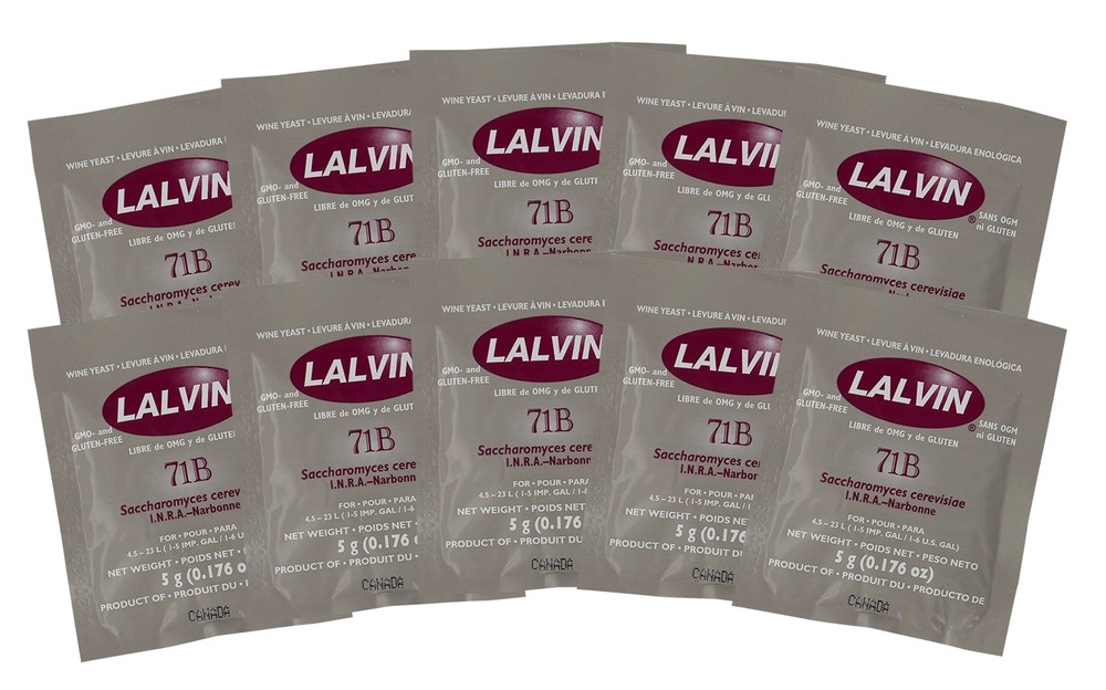 Lalvin Wine Yeast 71B 1122 Yeast, 10 Packs