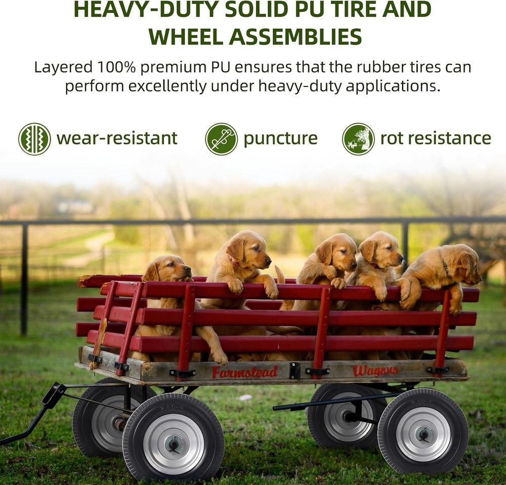 2-Pack 8-Inch Flat-Free Tire Replacement – Heavy-Duty Solid Wheel Assemblies