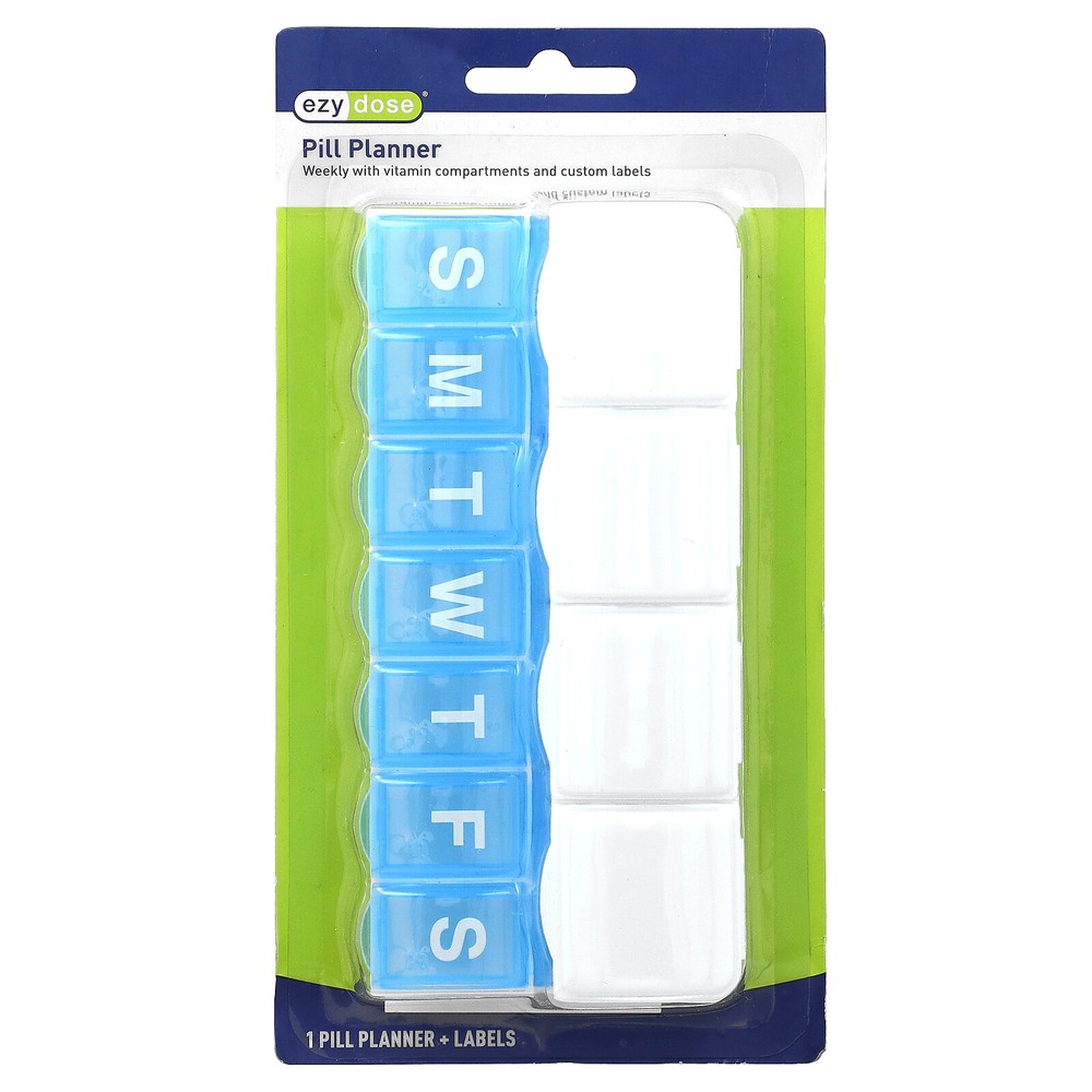 Weekly Pill Planner with Vitamin Compartments and Labels, 1 Count