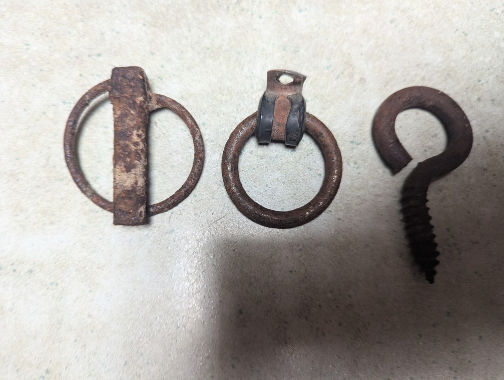 Lot Of 11 Rusty Old Hardware Pcs,Wrench,Hook,Loop,Ring, Handle,Latch,Primitive