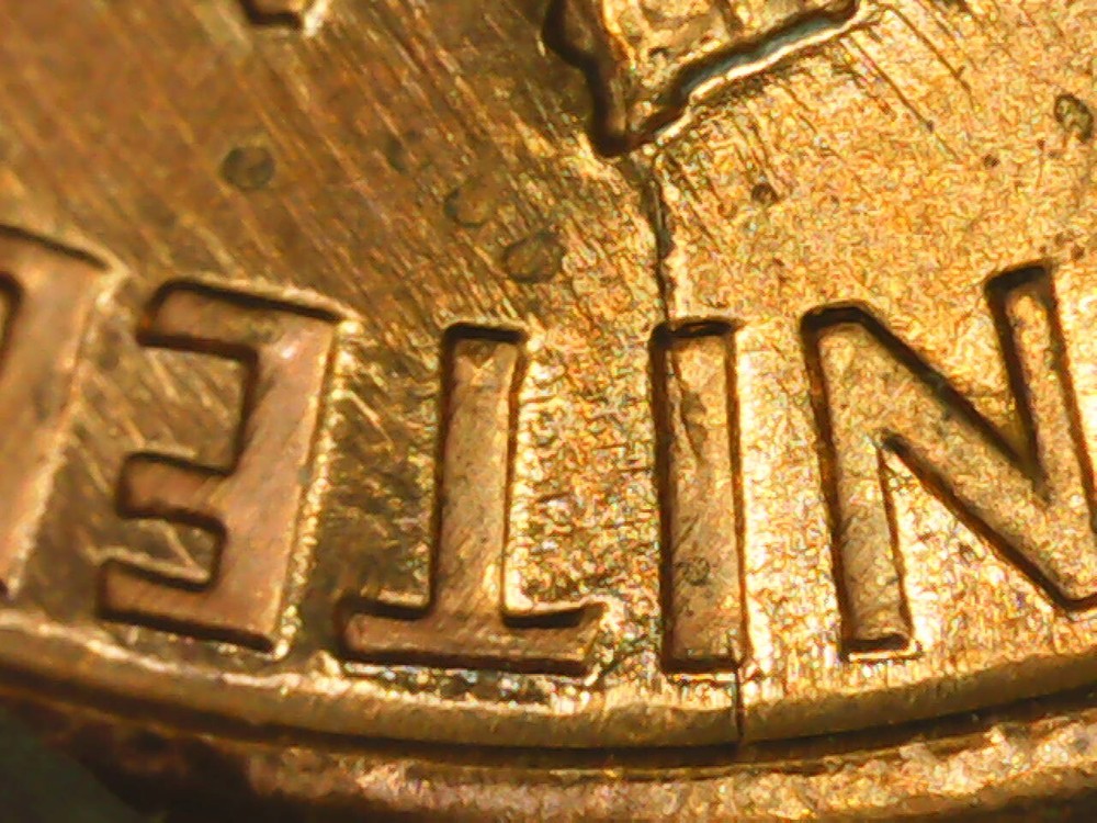 1990 Penny Die Crack Reverse