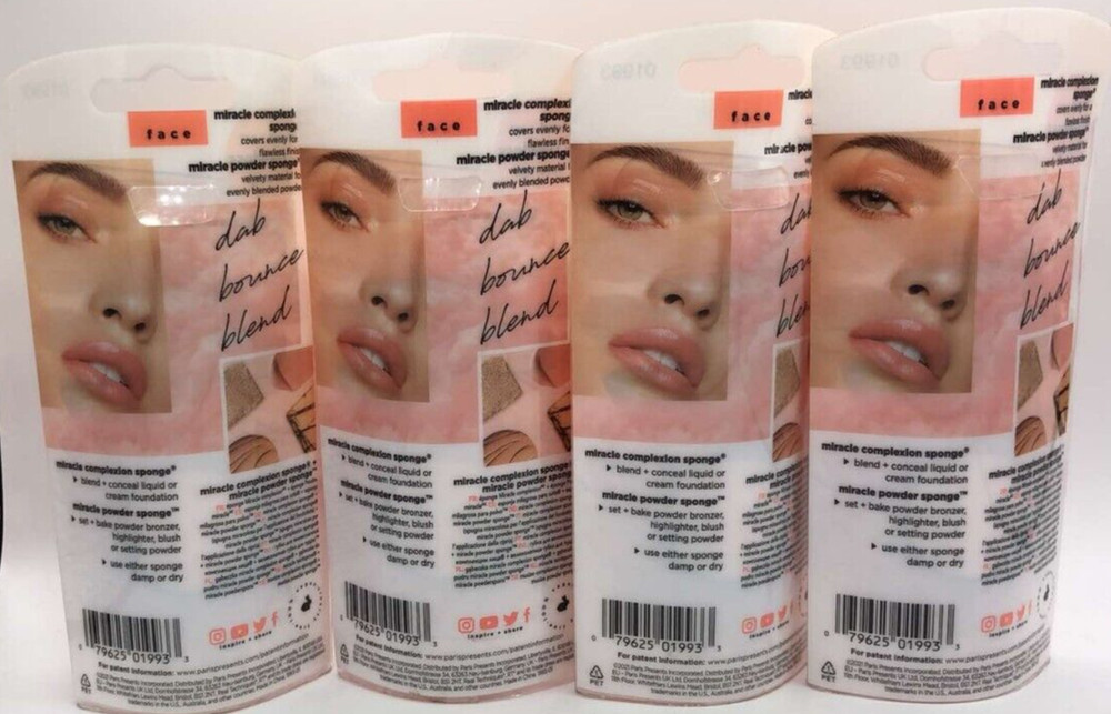 4PK Real Techniques Miracle Complexion Sponge + Powder Sponge #01993 ~ 8 PC TTL