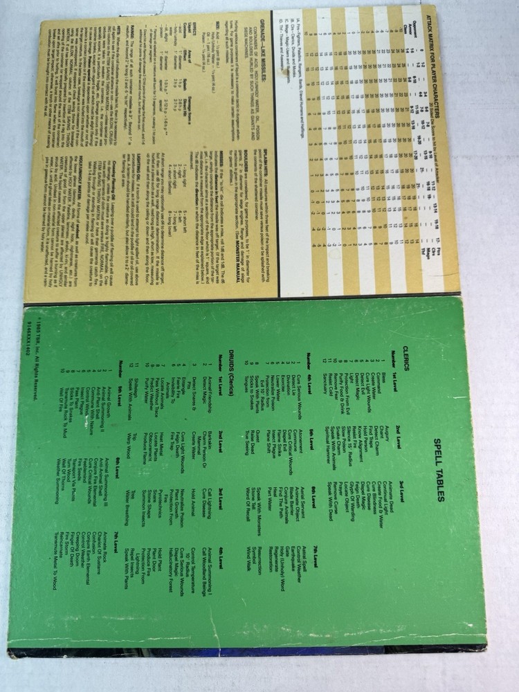 Advanced Dungeons & Dragons PLAYERS REFERENCE SCREEN Blue Wizard TSR # 9146 1985
