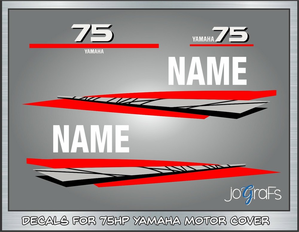 Yamaha 75hp Outboard Engine Decals Kit - Stickers