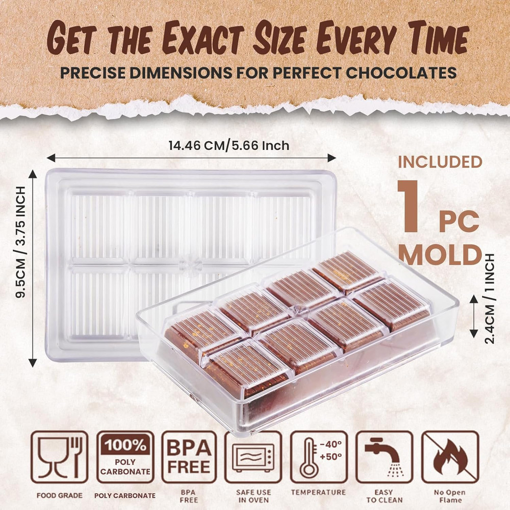 Authentic Polycarbonate Dubai Chocolate Mold (Dry-Use Required), More Durable th