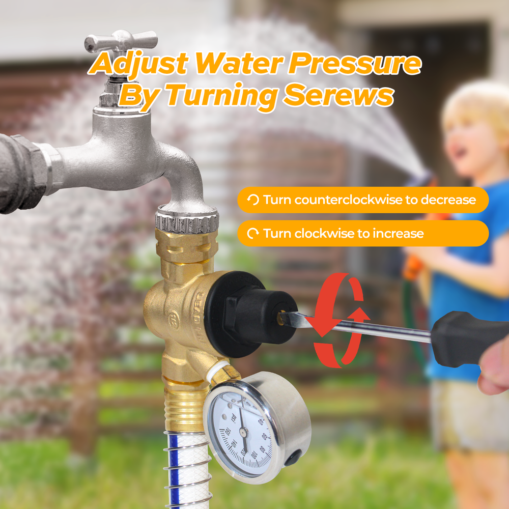 KingRVer Water Pressure Reducing Regulator Valve 3/4" Thread Lead-free RV Garden
