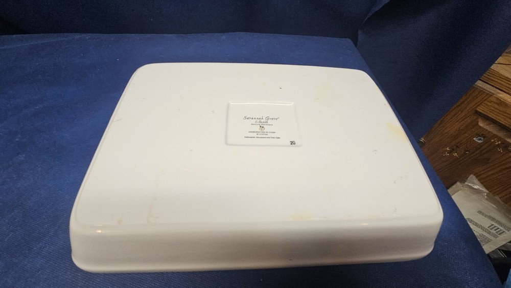 Vintage Citation Stoneware "Savannah Grove" Rectangular Baker W/Basket Holder
