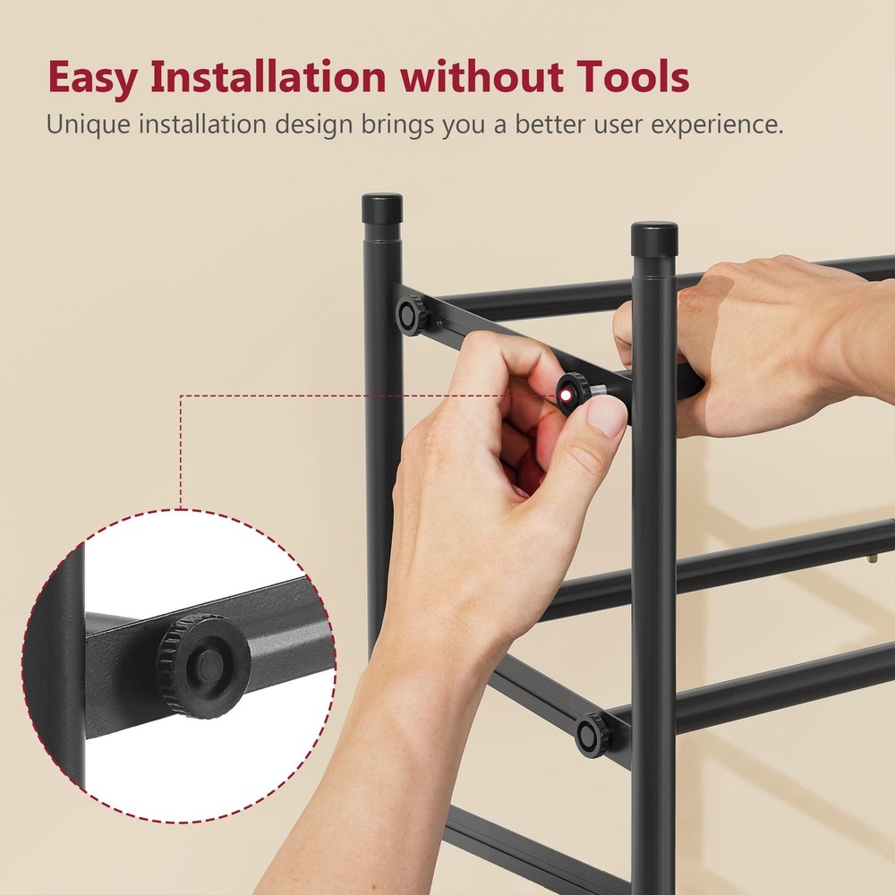 Expandable Shoe Rack for Closet 3 Tier, 28“-41“Adjustable & Stackable Shoe Sh...