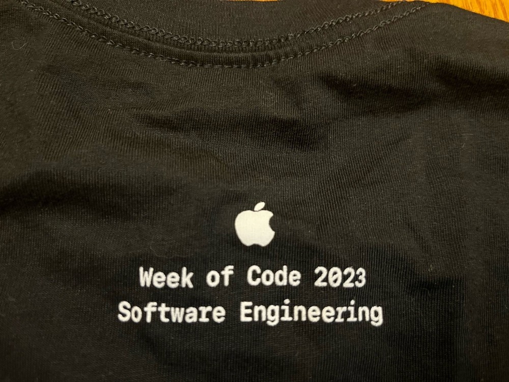 APPLE Software ENGINEER T-SHIRT Black Extra Small XS Week of Code 2023 WoC Dev