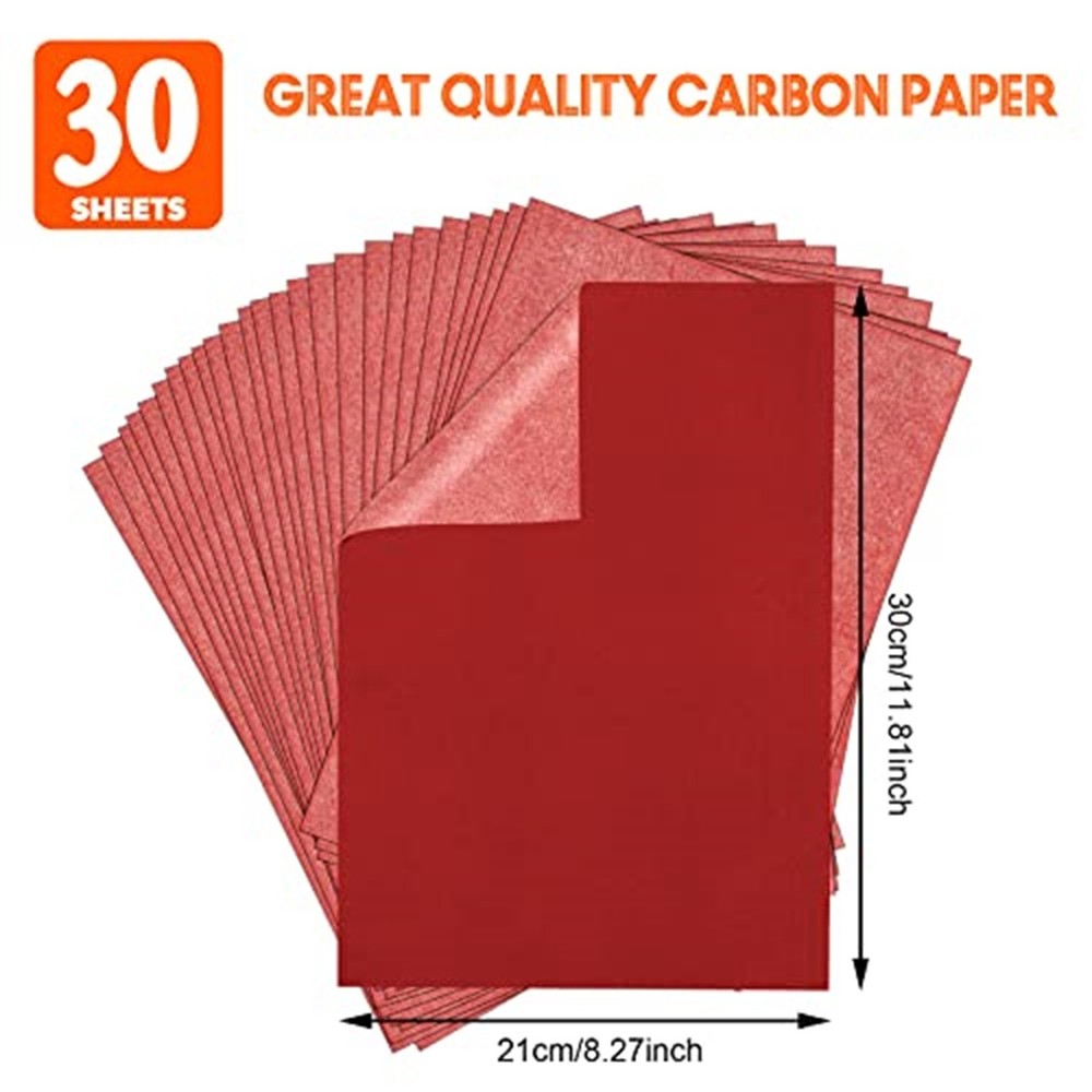 Red Carbon Paper 30 Pcs Tracing Graphite Transfer Sheets A4 Size
