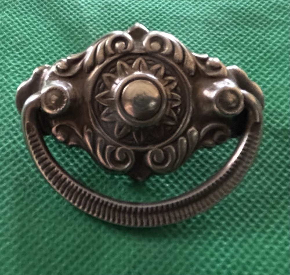 CHARMING…Victorian Art Deco Brass antique hardware Drop Ring drawer pull knob