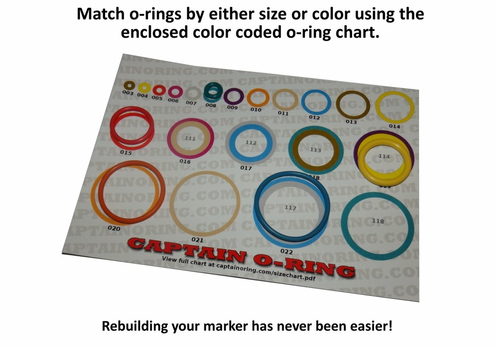 Captain O-Ring Valken Code - Color Coded 3X Oring Rebuild Kit