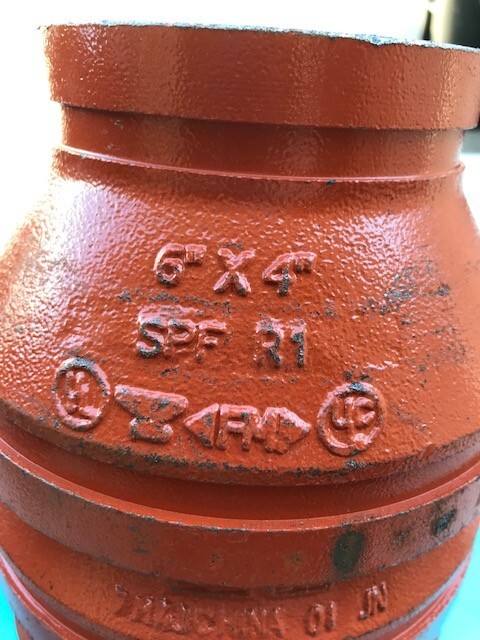 QTY 1 - SPF grooved pipe concentric reducer 6" to 4"
