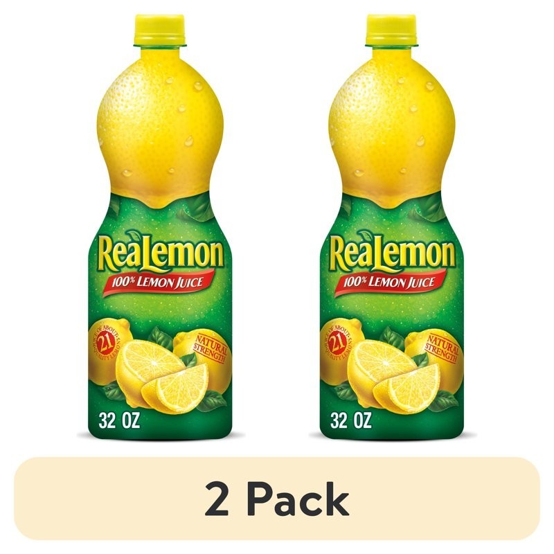 (2 pack) ReaLemon 100% Lemon Juice, 32 fl oz bottle..