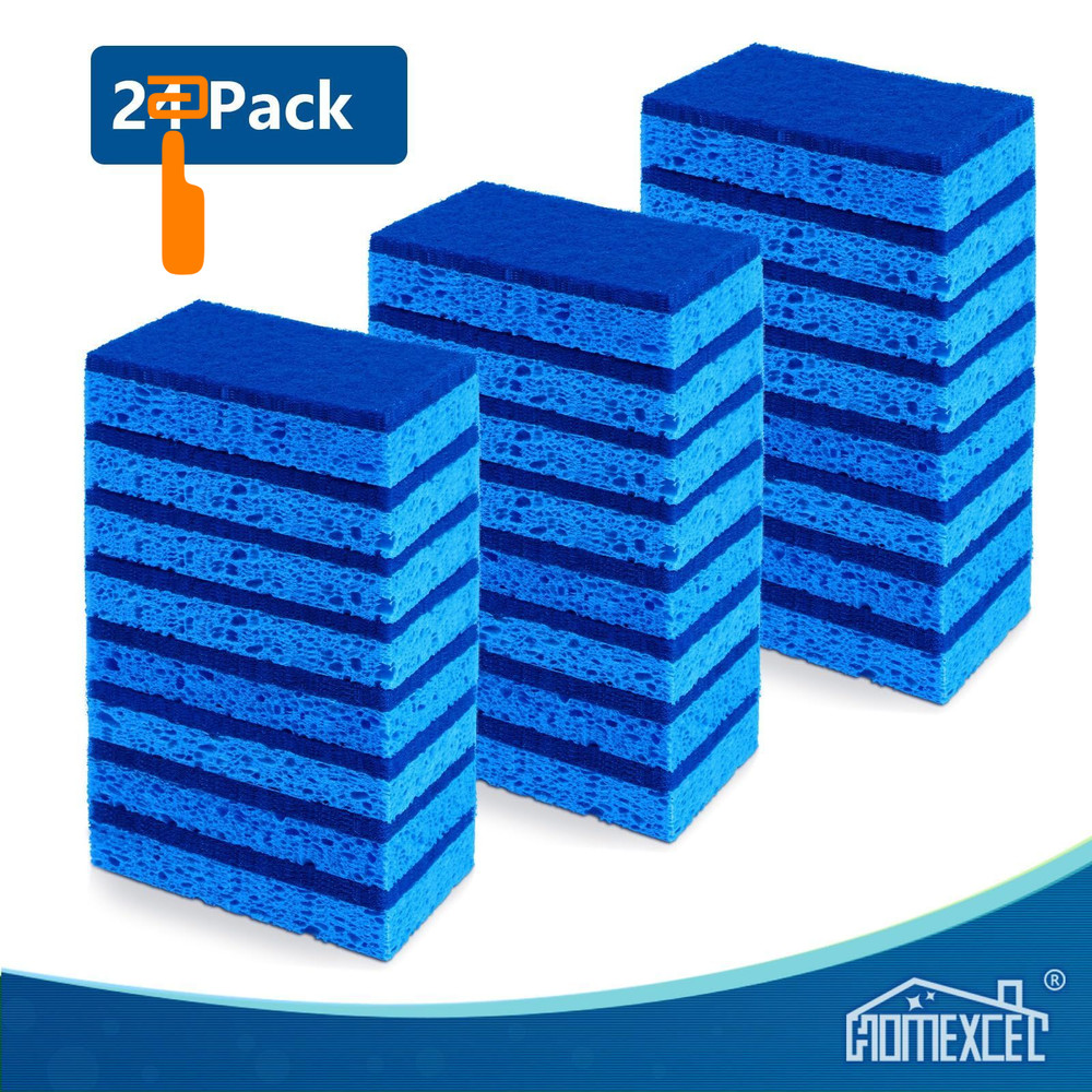 HOMEXCEL Sponges Kitchen 24pcs, Non-Scratch Scrub 24 Count, Blue-rectangle