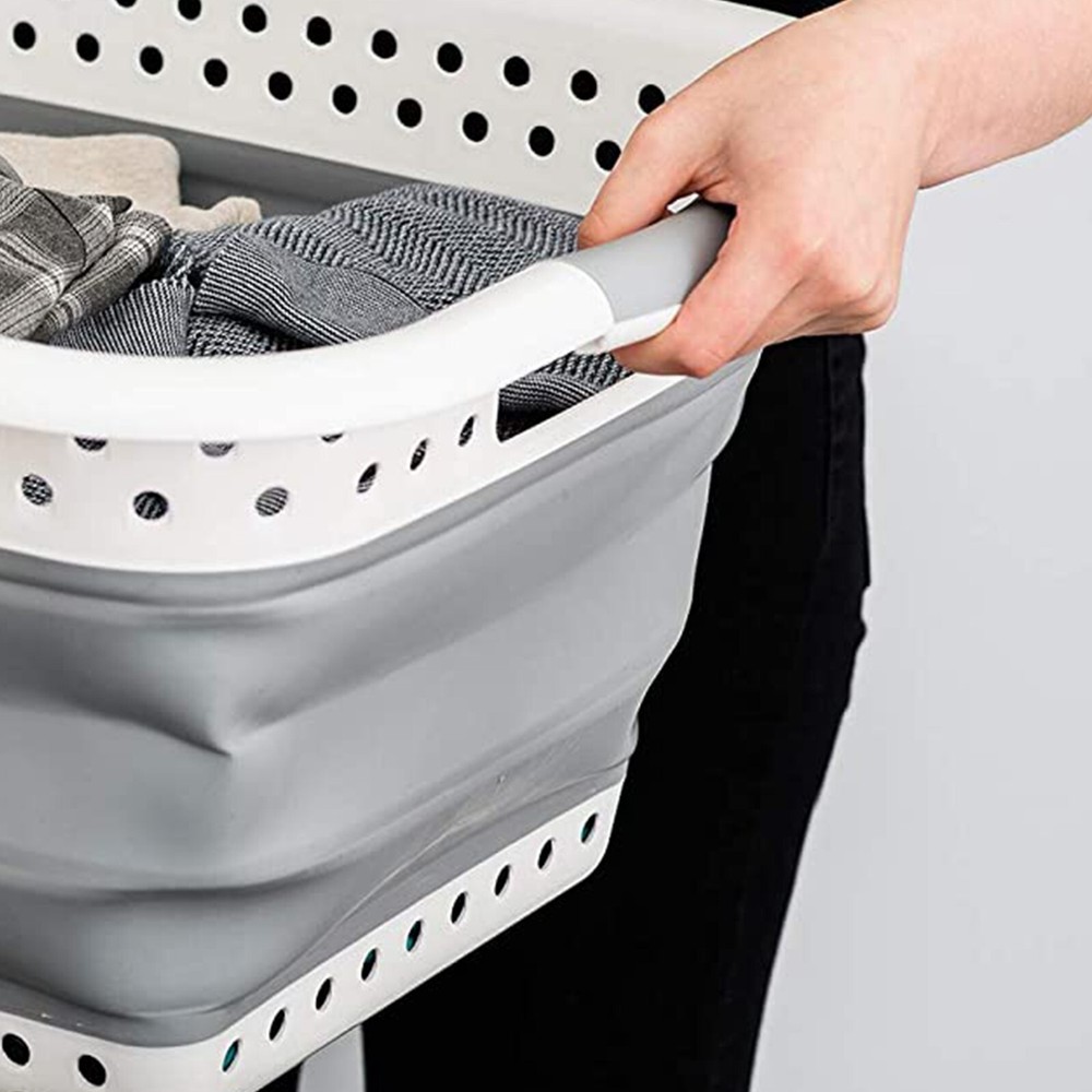 LARGE COLLAPSIBLE LAUNDRY BASKET WASHING CLOTHES BIN FOLDABLE SPACE SAVING NEW