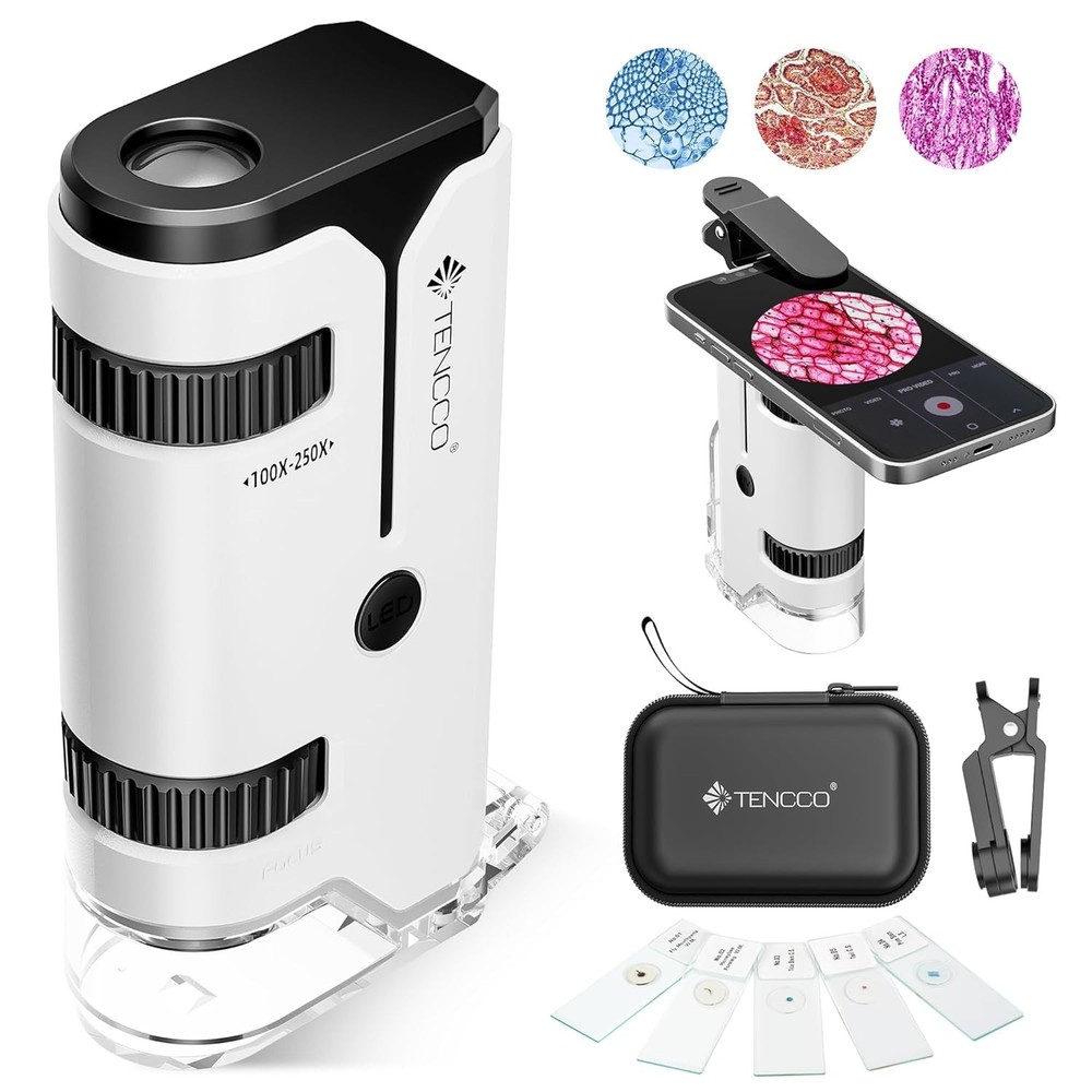 100X-250X Mini Pocket Microscope for Kids Adults, Protable Handheld Microscope