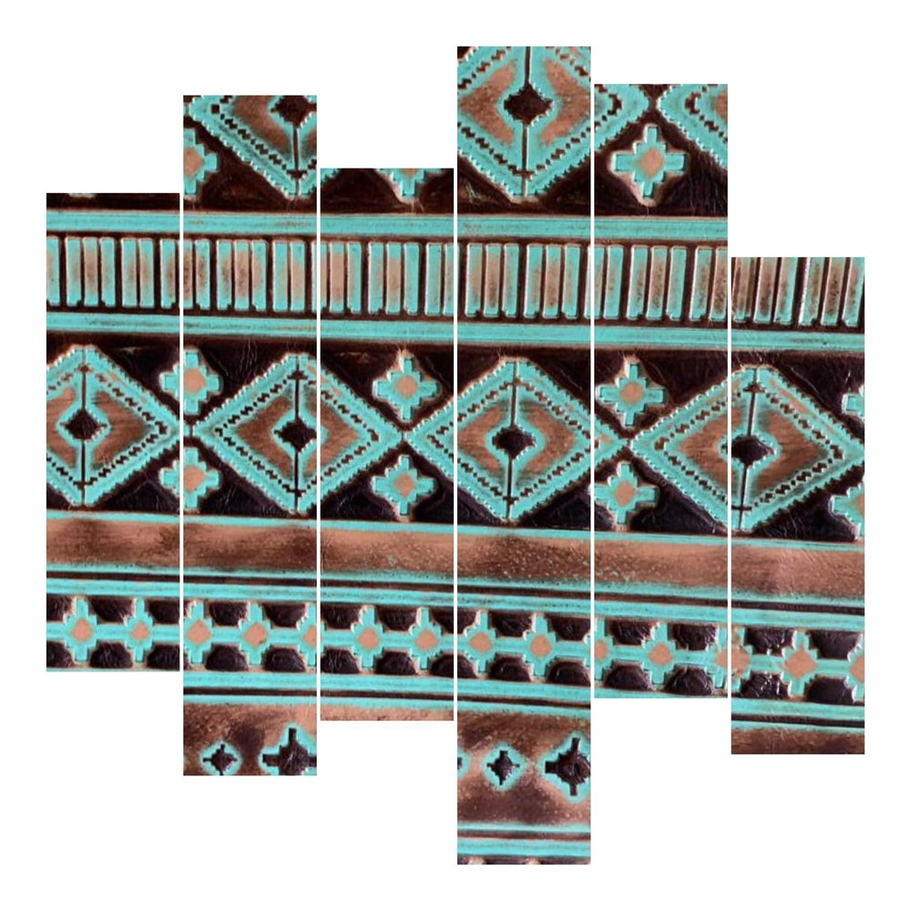 Embossed Leather Navajo Turquoise, Custom Cuts, Leatherworking, Leather Sheets